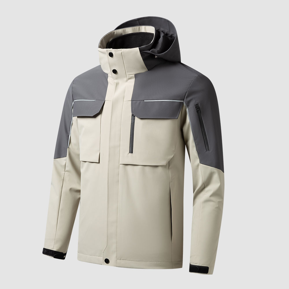 冲锋衣SKY6016-幻影灰拼燕麦卡其