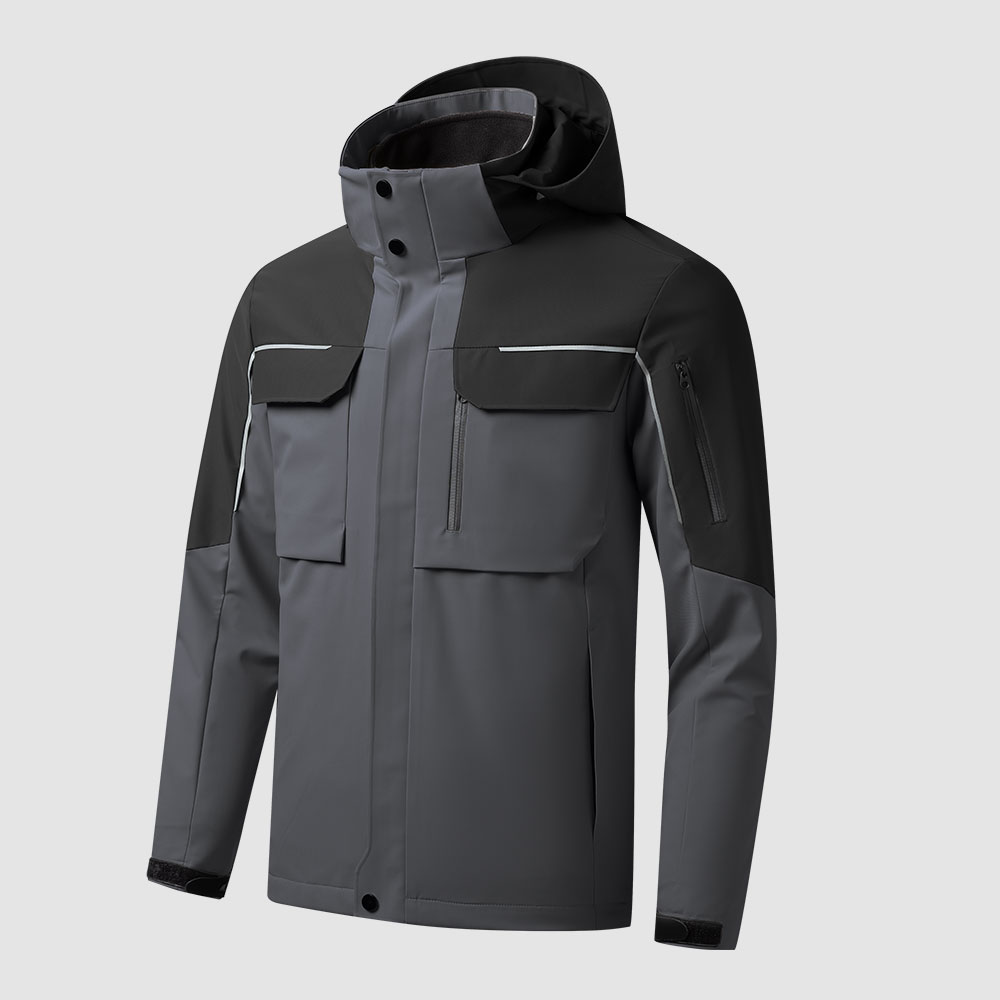 冲锋衣SKY6016-灰绿拼黑色