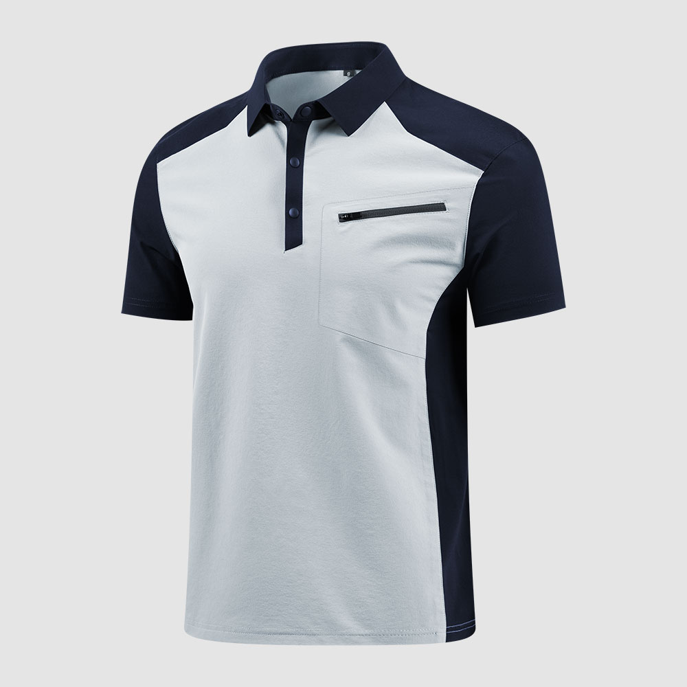 POLO衫定制SKY8090-银灰拼藏蓝
