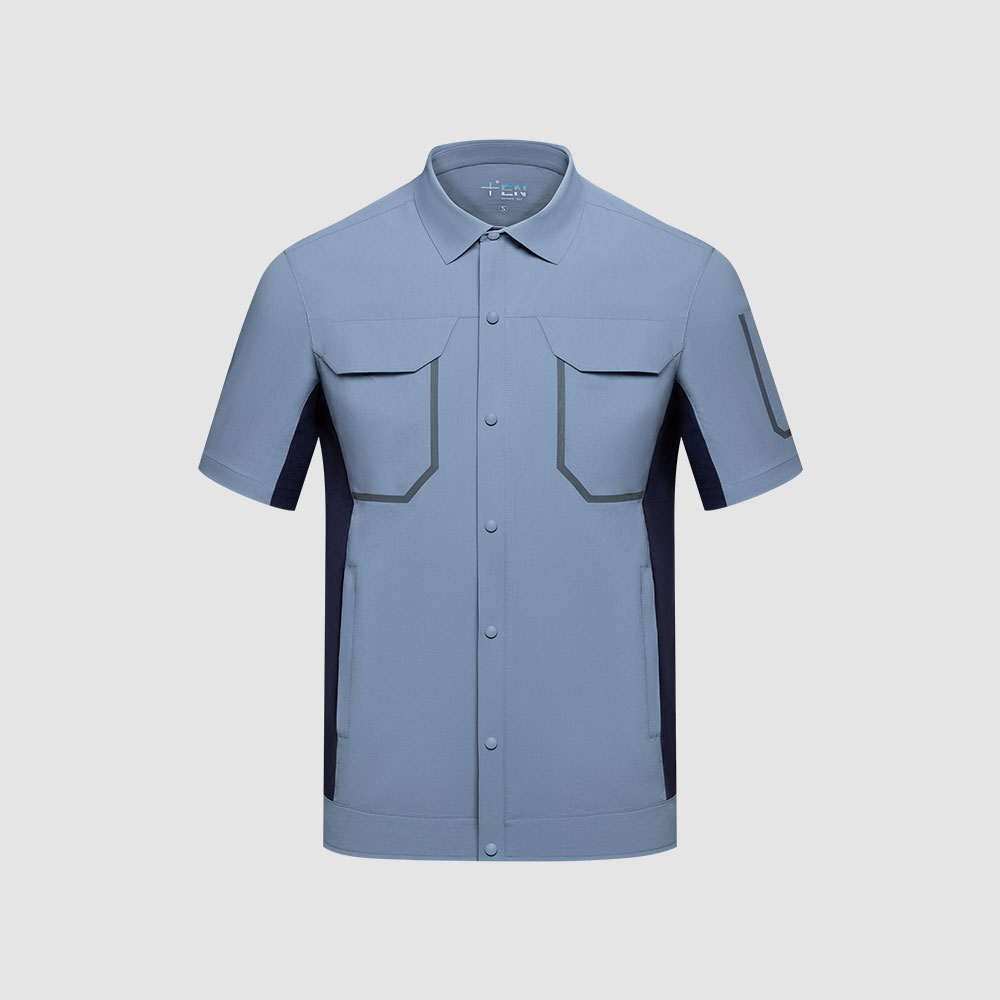 夏季工作服SKY009-雾霾蓝拼深蓝