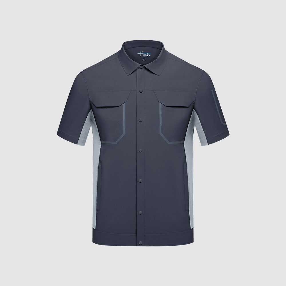 夏季工作服SKY009-灰蓝拼雅致灰