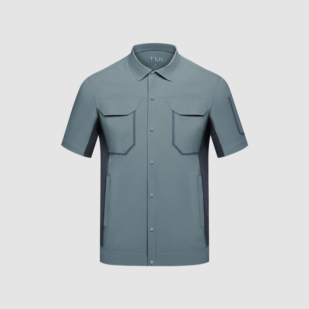 夏季工作服SKY009-竹叶青拼灰蓝