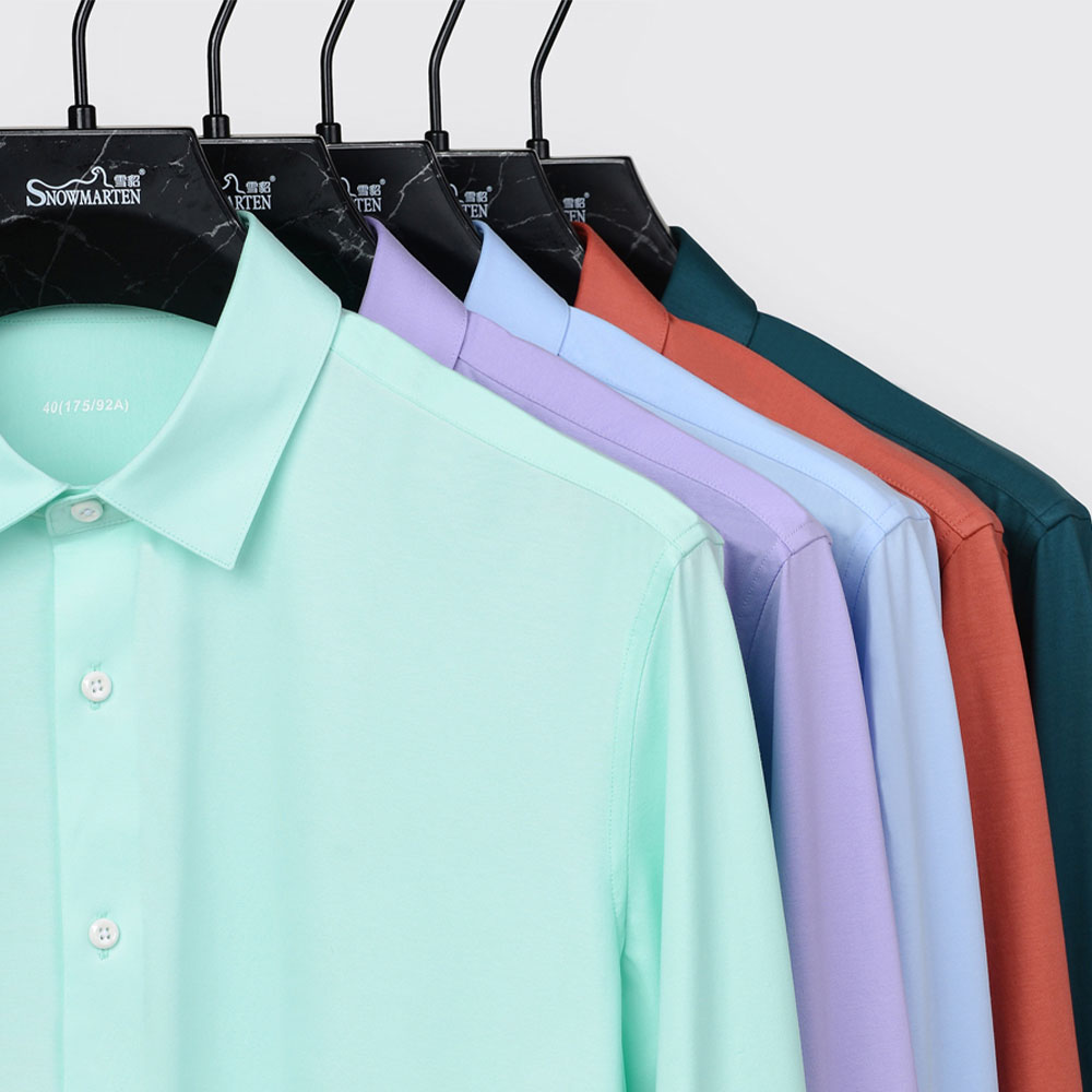 100支玉蚕丝棉针织四面弹衬衫