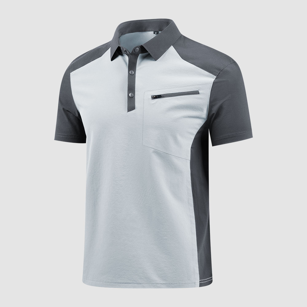 POLO衫定制SKY8090-银灰拼中灰